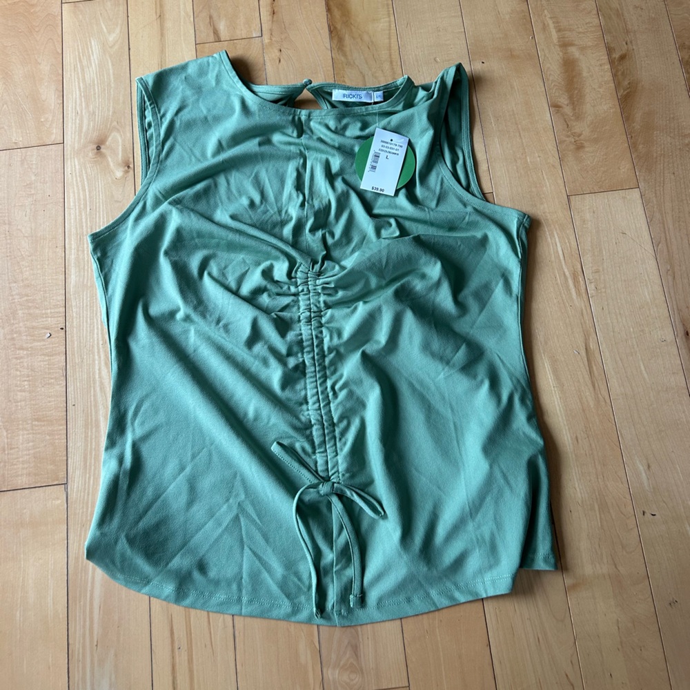 Teal Ruched Sleeveless Top High Quality